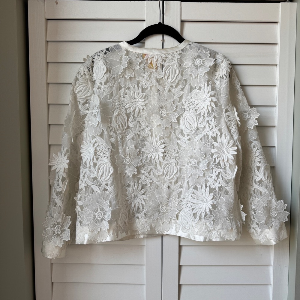 Catherine Malandrino White Floral Bomber Jacket - Picture 4 of 5